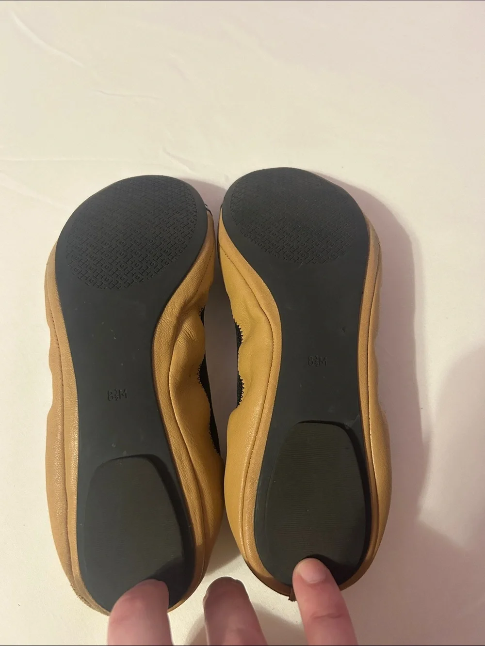 Tory Burch Two-Tone Cap-Toe Ballet Flats in Black & Tan